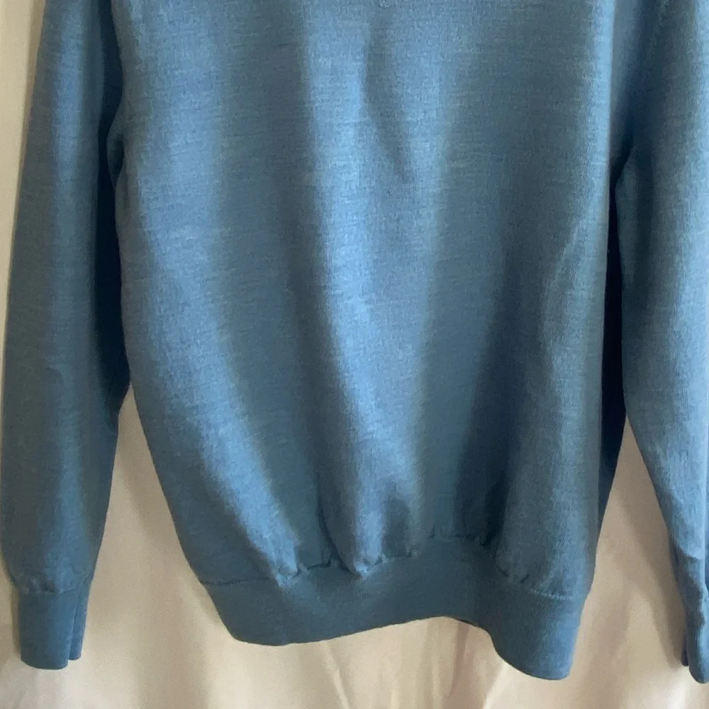 Turtleson Golf Extra Fine Merino Wool Blue Crewneck Sweater Men Medium